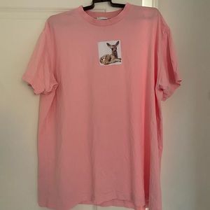Pink Burberry deer Print Oversized T-shirt